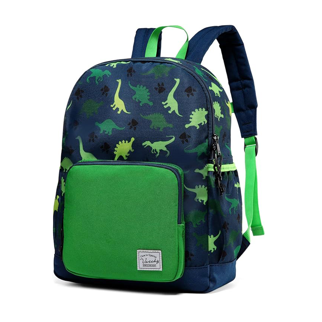 VASCHY PlayfulPack Lightweight Backpack for Kids Green Dinosaur