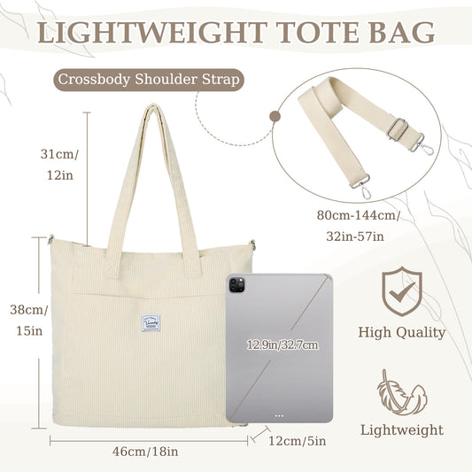 Corduroy Tote Bag for Women
