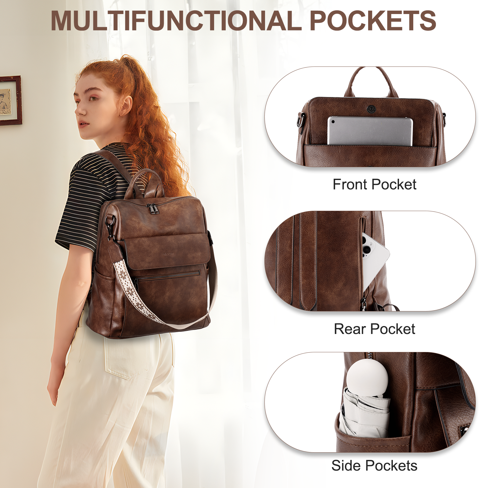Tumi Laptop Backpack Womens Backpack Canada Ladies Wallet VASCHY Large  Vegan Leather Backpack Purse For Women