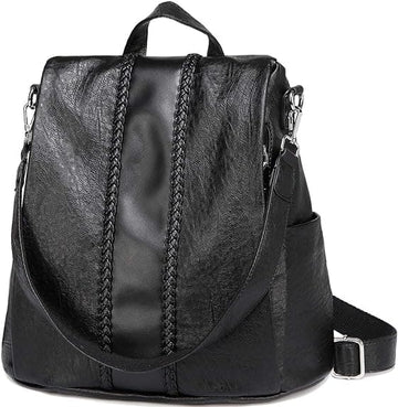 Black leather womens backpacks 