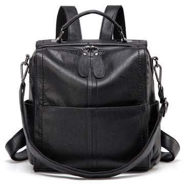 VASCHY PU Leather Backpack for Women