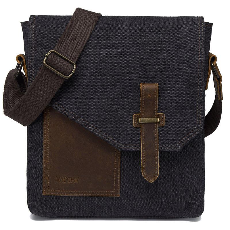 VASCHY Canvas Leather Small Messenger Bag