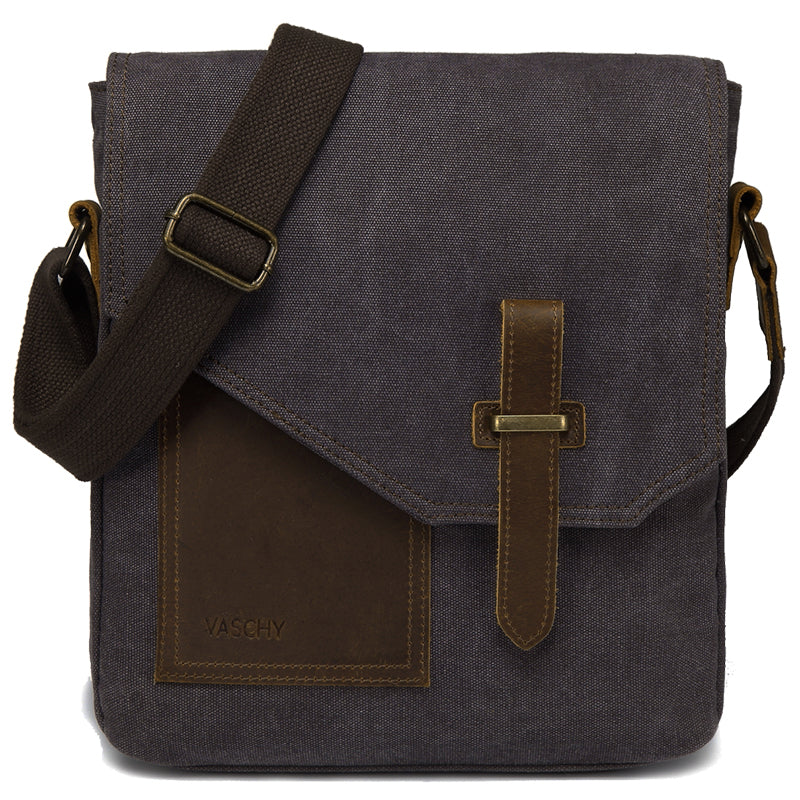 VASCHY Canvas Leather Small Messenger Bag