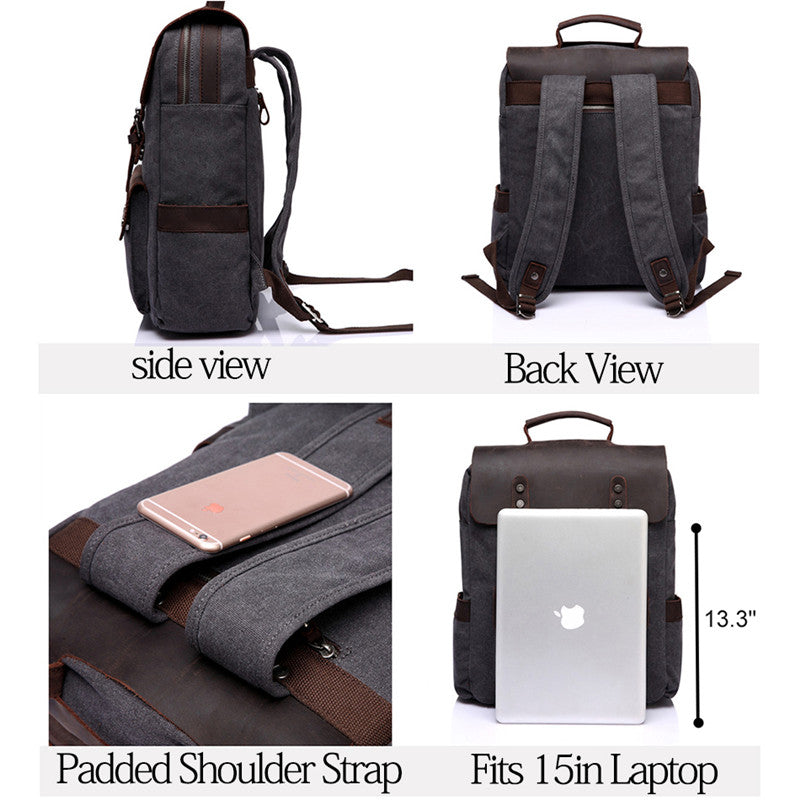 Vaschy retro cheap leather laptop backpack